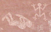 Rock art found in Canyon de Chelly shows Kokopelli reclining but still playing his flute with a very receptive woman prepared to mate..